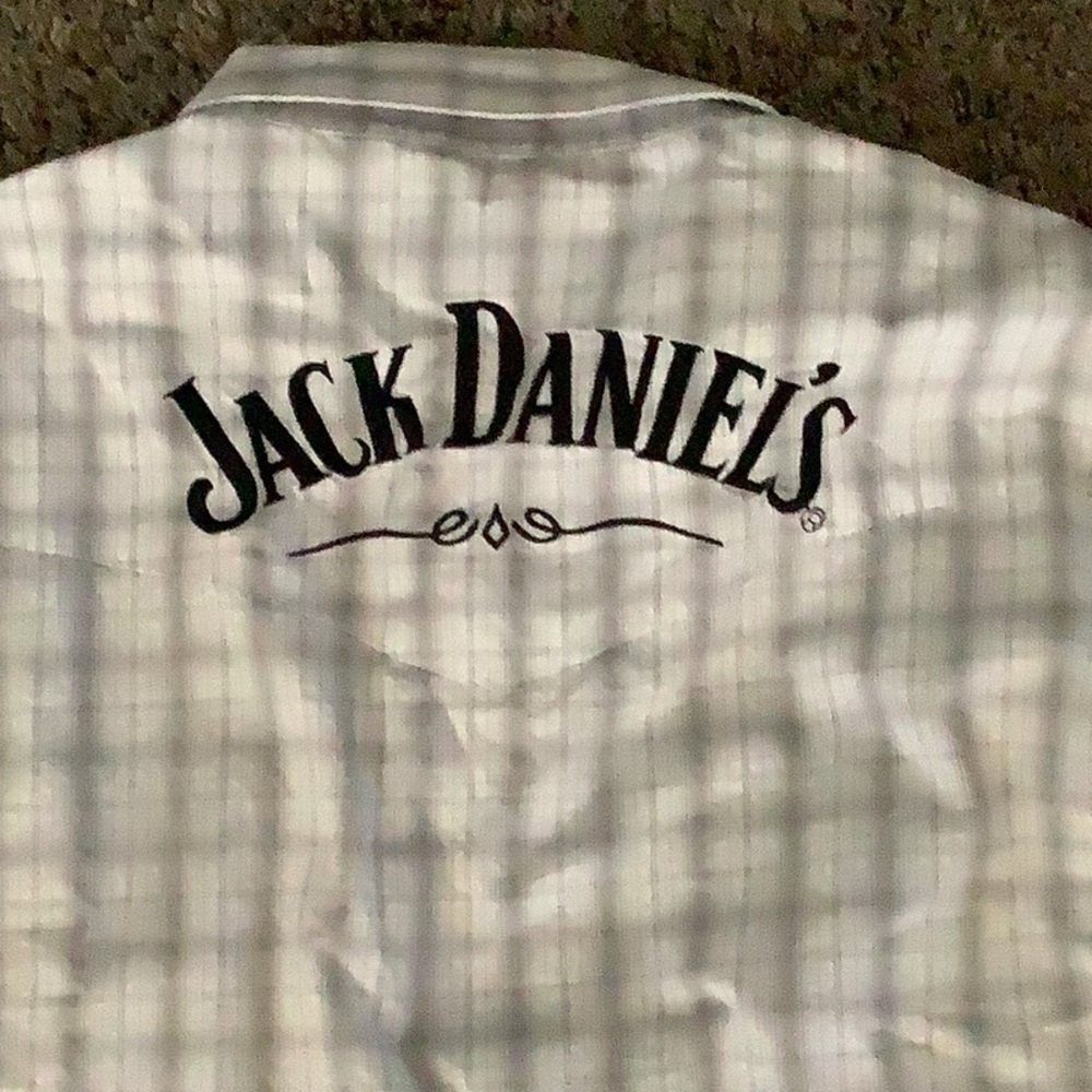 Wrangler Jack Daniels Large Tall White Plaid Western Shirt - Picture 9 of 10